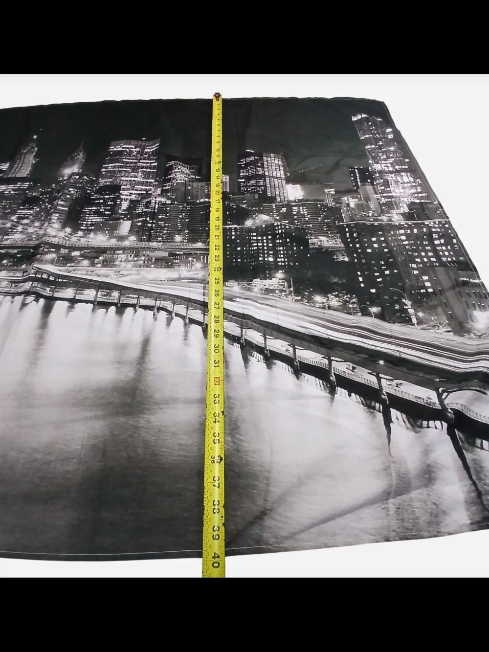 Black & White Cityscape Tapestry - Urban Night Skyline